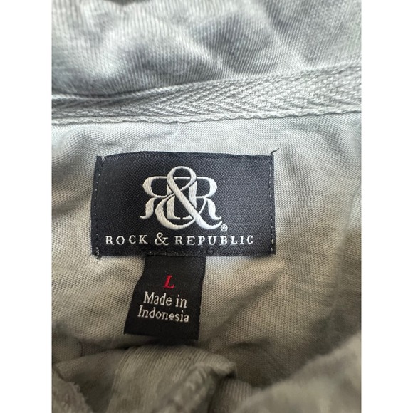 Rock & Republic Mens Gray Acid Wash Short Sleeve Polo Shirt Large RR141101 - Picture 2 of 8